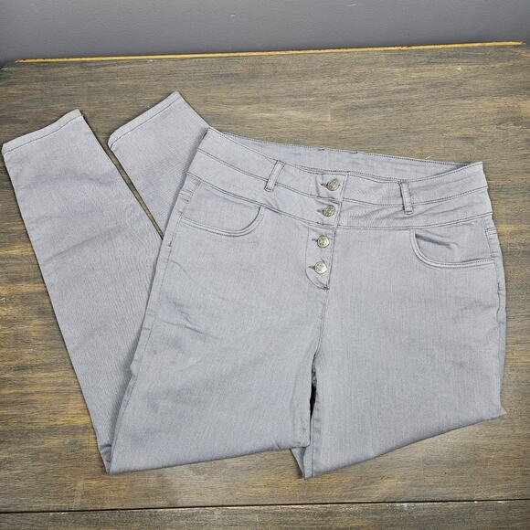 LASCANA Gray High Rise Skinny Jeans Women’s Size 12 Button Fly Stretch Denim - Picture 2 of 10